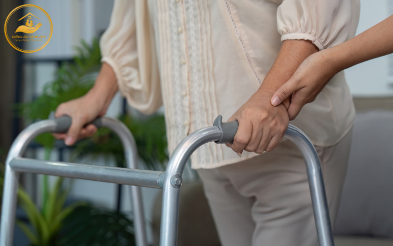 Hướng dẫn tập đi bằng khung tập đi cho người già